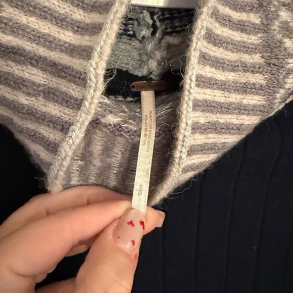 Free People Navy and Gray Cowl Neck Sweater - Picture 6 of 8